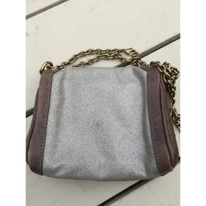 FOSSIL maddox Small Silver Leather Crossbody Chain Handle Purse‎ Bag thumbnail 6