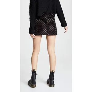 We the Free People Womens Skirt Sz 29 Black‎ Print Joanie Corduroy Mini Buttons thumbnail 5