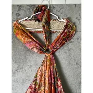 America & Beyond Paisley Halter Maxi Dress Boho Resort Vacation Cover Up Large thumbnail 3