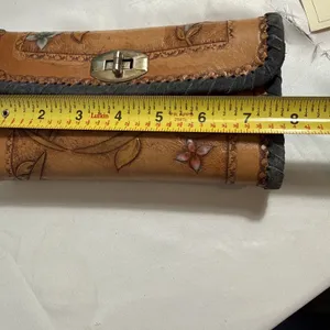 Vintage Tooled Leather Geraldine Wallet Womens Butterfly Floral Design thumbnail 10