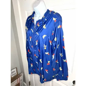 Modcloth Royal Blue Mind At Breeze Windbreaker Nylon Rain Jacket Fruit M thumbnail 7