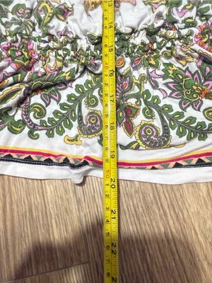 JW Junction West Strapless Tube Top Green Paisley Boho Peplum Ties‎ Y2K Small thumbnail 5