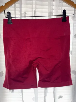 Red aurola work out booty scrunch shorts thumbnail 1