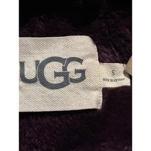 UGG Womens Purple Plush Hooded Robe Soft Fleece Belted Bathrobe Small thumbnail 3