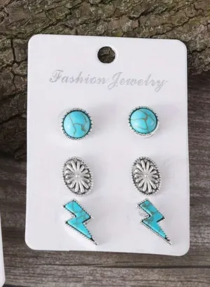 3 Piece Set of Stud Earrings Multiple thumbnail 2