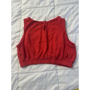 Petal & Pup Red Linen Crop Top Women's Large Sleeveless High Neckline Patriotic thumbnail 8