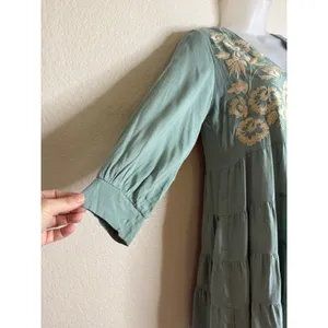 Magnolia Boutique Small Dress‎ Sage Green Embroidered Tiered Babydoll Boho Chic thumbnail 8