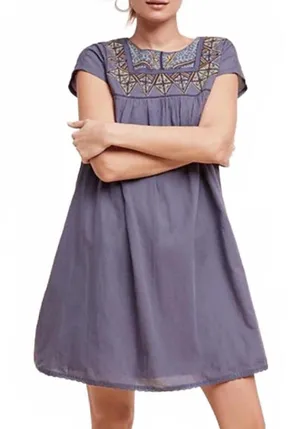 Anthropologie Holding Horses Lovely Ani Swing Dress Pockets Blue Women's Size 4 thumbnail 1