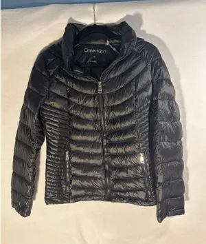 Calvin Klein Womens Packable Premium Down Puffer Jacket Black Hooded Medium M thumbnail 1