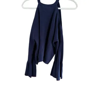 Anthropologie Blue Off the Shoulder Relaxed Fit Sweater thumbnail 3