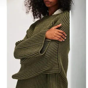 NWT Free People Boat Neck Tunic Sweater Small, CHIVE COMBO Small thumbnail 5