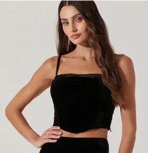 ASTR Black Velvet‎ Bustier Corset Gothic Dark Romantic Wuthering Heights NWT thumbnail 1