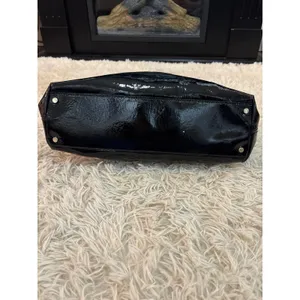 Kate Spade New York‎ Striped Patent Leather Tote Bag Black Cream thumbnail 3