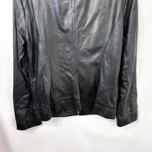 VTG‎ Ann Taylor Small Leather Jacket Black Full Zip Moto Y2K Edgy Genuine 910 thumbnail 6