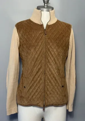 Lauren Ralph Lauren Size Medium Petite Cream Tan Quilted Jacket thumbnail 1