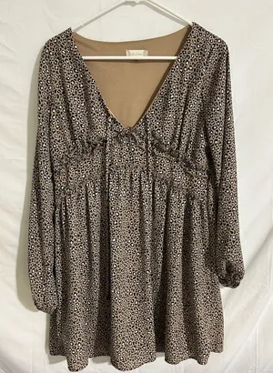 Altar’d State Womens Leopard Print Long Sleeved Mini‎ Dress size Medium thumbnail 1