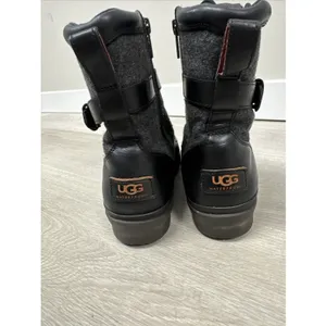 UGG Kesey 1005264 Waterproof Moto Boots Women’s 8 Black Wool Lined Leather thumbnail 6