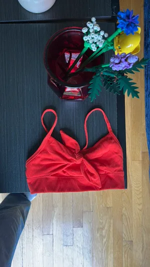 Red Tie-Front Crop Top thumbnail 2