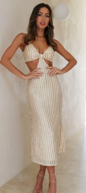 Hello Molly Sparkling Love Midi Dress Gold thumbnail 2