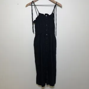 Universal‎ Thread Womens Linen Milkmaid Dress M Black Smocked Cottagecore thumbnail 2