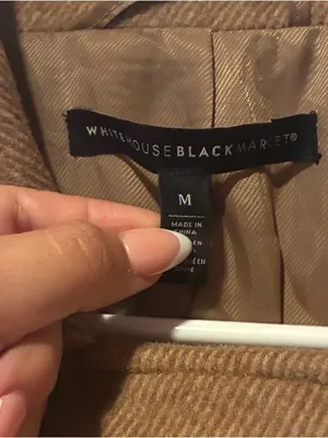 White House black market Womens Camel Long Wool-Blend Moto Coat thumbnail 3