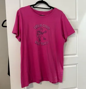 Life Is Good Pink Short Sleeve Classic Fit Graphic T-Shirt thumbnail 1