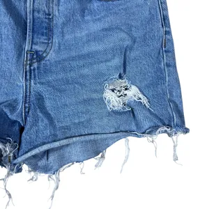 Levi's Ribcage Shorts Distressed Denim Cutoff Light Wash High Rise Size 29 thumbnail 3