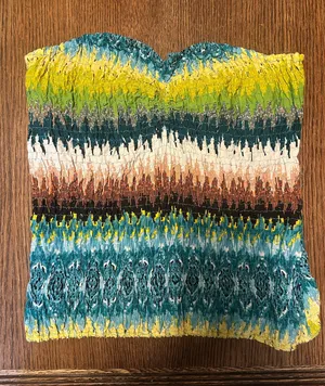 Wet Seal Y2K Teal Striped Tube Top thumbnail 1