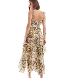 & OTHER STORIES 8 Strappy Ruffled Midi Dress In Pink thumbnail 2