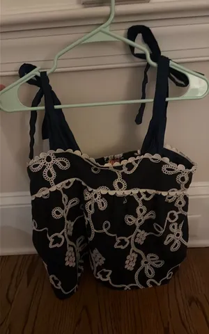 THML Navy Embroidered Summer Top thumbnail 1