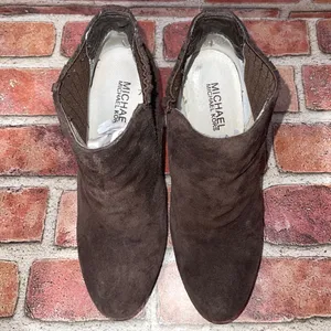 Pre-Owned Michael Kors Brown Leather Suede Platform Wedge Ankle Boots Size 7M thumbnail 3