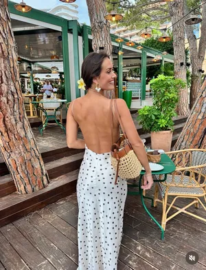 Zara Elegant Polka Dot satin effect Slip maxi Dress thumbnail 9