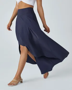 NWT Halara Breezeful Maxi Skirt Size S Navy Blue High Waisted 2-in-1 Quick Dry thumbnail 1