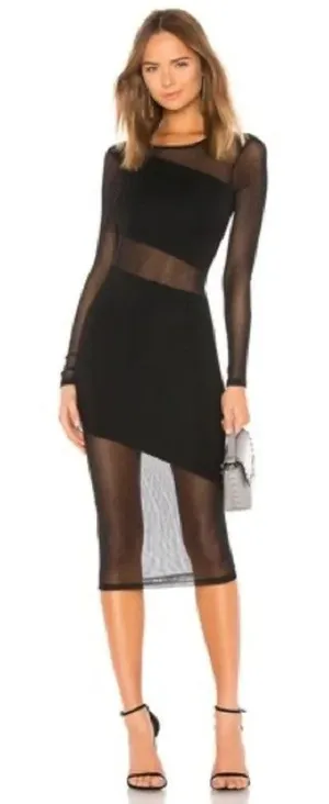 H:ours Revolve Lavo Dress in Shimmering Sheer / Black Women’s Dress Sz SMALL thumbnail 1