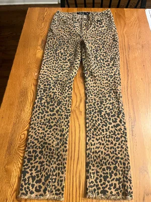 Miss Me Leopard Print Women’s Jeans - Tan and Black thumbnail 1