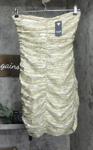 Guess Womens Sleeveless Bodycon Lightweight Solane Gilded Dress Gold Multi 6 thumbnail 1