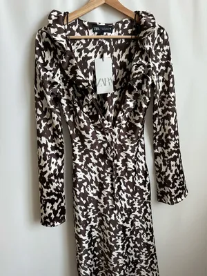 ZARA dress maxi long sleeve prints boho casual brown summer thumbnail 12