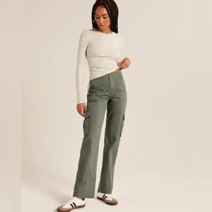 Abercrombie Cargo Pants Size 25 Green Wide Leg Baggy High Rise Minimalist Grunge thumbnail 11