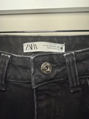 Zara High Rise Black Mom Jeans Women 4 EUR 36 Tapered Leg thumbnail 4