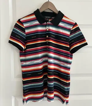 Lauren Ralph Lauren Western Polo Shirt Black Pink Size M thumbnail 1
