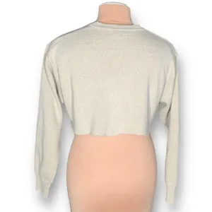 Vintage Sweater Tan Knit Striped Custom Cropped Crew Neck Indie Lightweight thumbnail 3