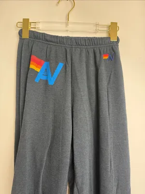 Aviator Nation Rainbow Logo Charcoal Cozy Sweatpants Size Small thumbnail 4