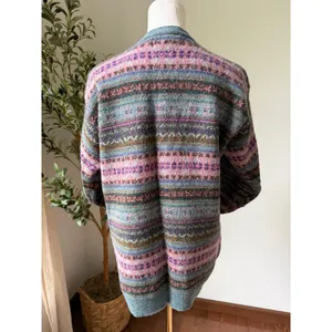 Vintage Eddie Bauer 100% Wool Cardigan Sweater Fair Isle Nordic Medium Cabin Ski thumbnail 3