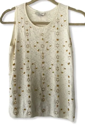 Vintage Oscar de la Renta Beaded Sweater Tank thumbnail 1
