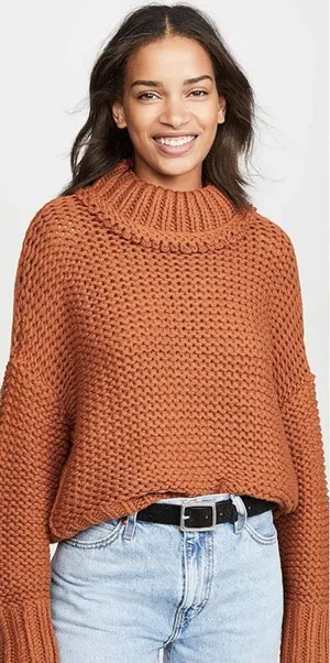 Free People My Only Sunshine Sweater in Tuscan Earth Size S thumbnail 1