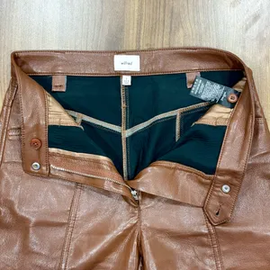 Aritzia Wilfred Rebel Vegan Leather Pants - High Rise Straight Leg Brown Size 2 thumbnail 3