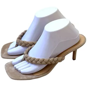 Veronica Beard Marissa Sand‎ Suede Square Toe Thong Sandal Braided Summer 9.5 thumbnail 2