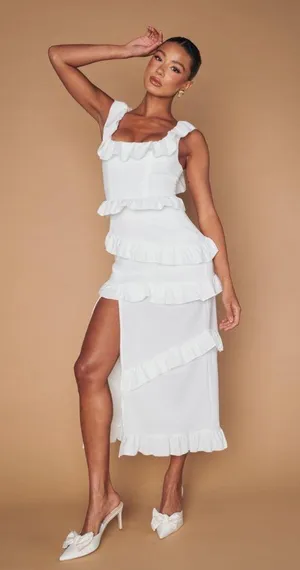SHOW ME YOUR MUMU Greta Dress In White Stretch thumbnail 4