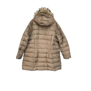 LANDS END COAT Womens 2XL Down‎ Feather Brown Quilted Puffer Jacket Hooded #RR-8 thumbnail 5
