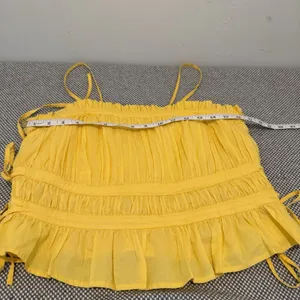 Free People Gabby Tube Top Yellow Tie Elastic Size L thumbnail 11